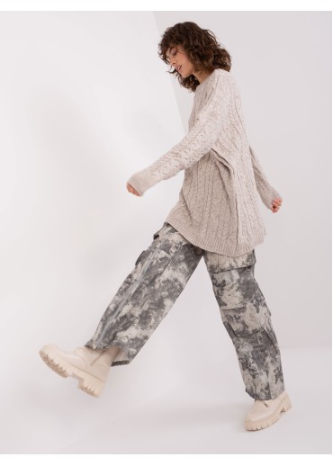 Béžovo hnedý predĺžený pulóver