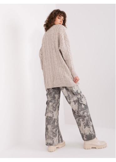 Béžovo hnedý predĺžený pulóver