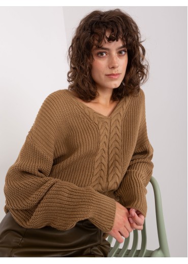 Hnedý pletený pulóver