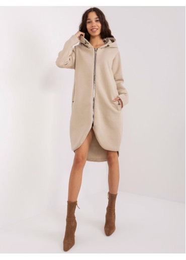 Béžovo hnedá predĺžená mikina