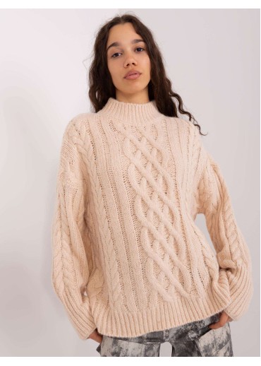 Béžovo hnedý pletený sveter