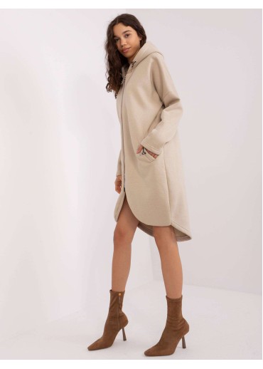 Béžovo hnedá predĺžená mikina