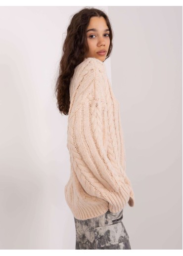 Béžovo hnedý pletený sveter