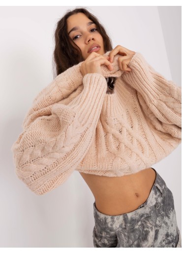 Béžovo hnedý pletený sveter