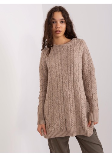 Kapučínovo hnedý predĺžený pulóver