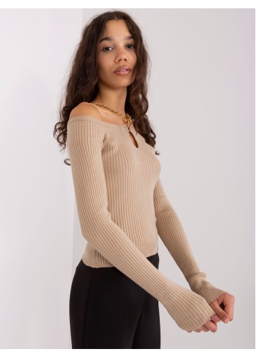 Béžovo hnedý pulóver