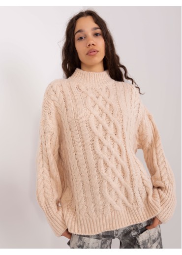 Béžovo hnedý pletený sveter