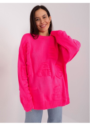 Neónovo ružový oversize sveter