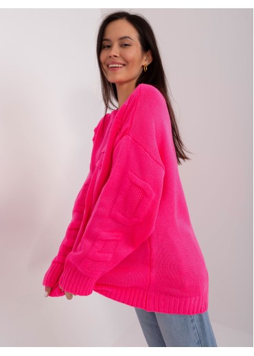 Neónovo ružový oversize sveter