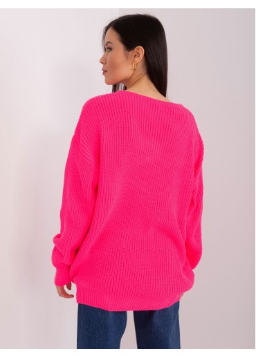 Neónovo ružový pletený pulóver