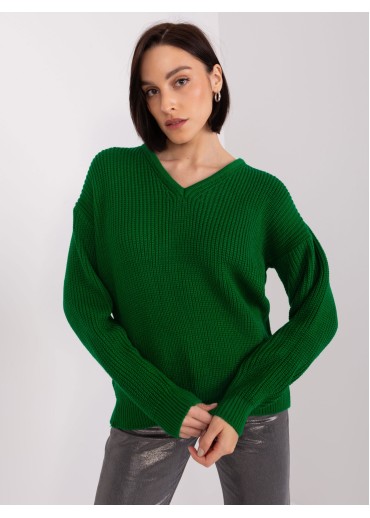 Tmavozelený pletený pulóver