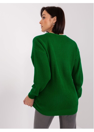 Tmavozelený pletený pulóver