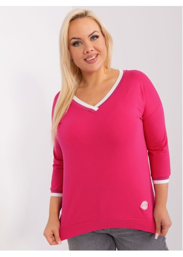 Fuchsiovo ružové tričko s 3/4 rukávom