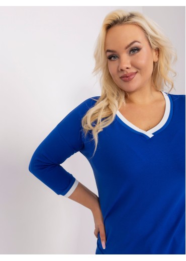 Kobaltovo modré tričko s 3/4 rukávom