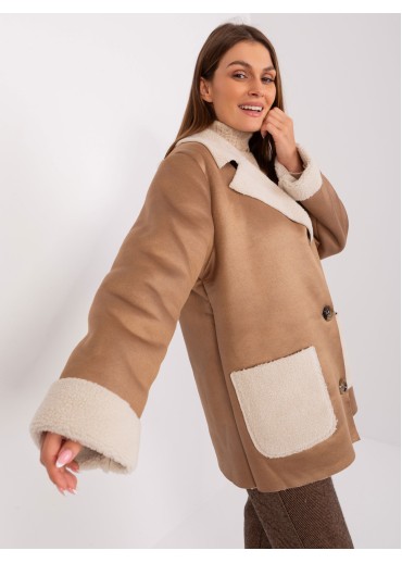 Hnedý koženkový kabát