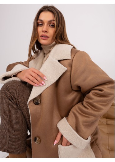 Hnedý koženkový kabát