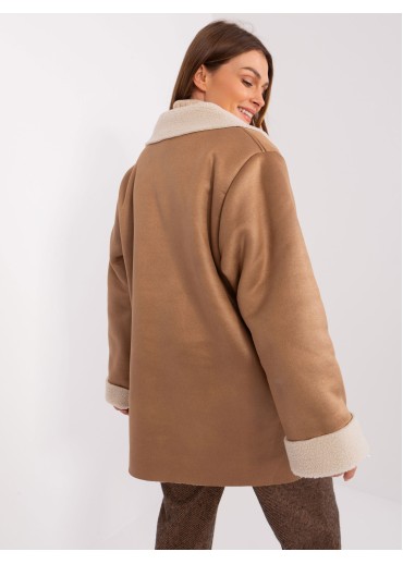 Hnedý koženkový kabát