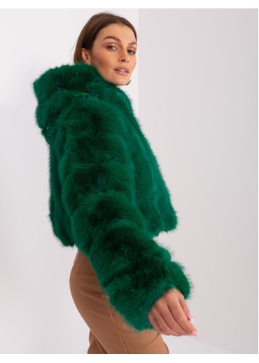 Tmavozelená chlpatá bunda