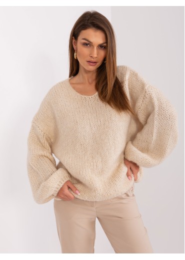 Béžovo hnedý pletený pulóver