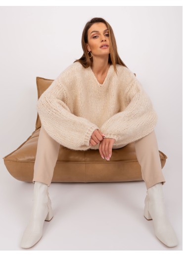 Béžovo hnedý pletený pulóver