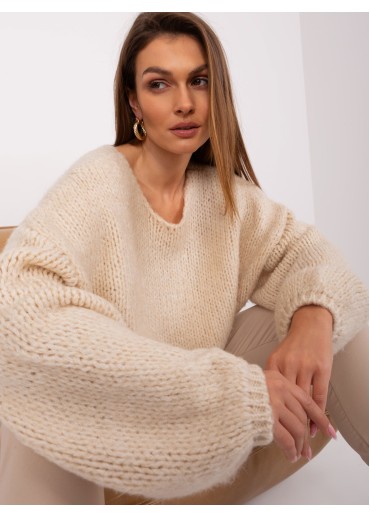Béžovo hnedý pletený pulóver