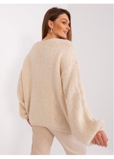 Béžovo hnedý pletený pulóver