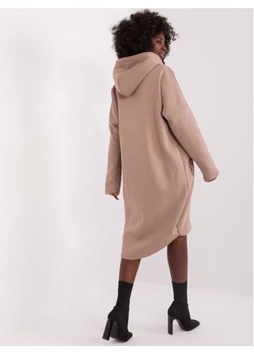 Béžovo hnedá predĺžená mikina