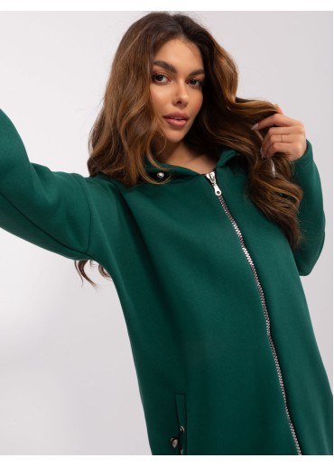 Tmavozelená predĺžená mikina