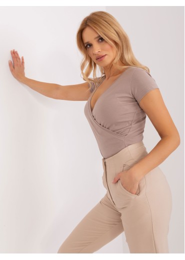 Béžovo hnedé zavinovacie tričko