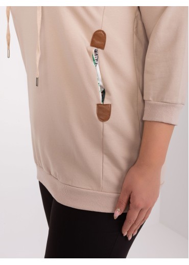 Béžovo hnedá mikina s kapucňou