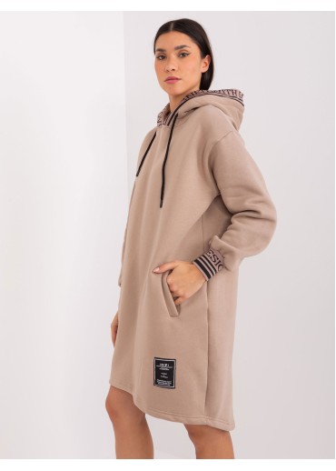 Kapučínovo hnedá mikinová tunika
