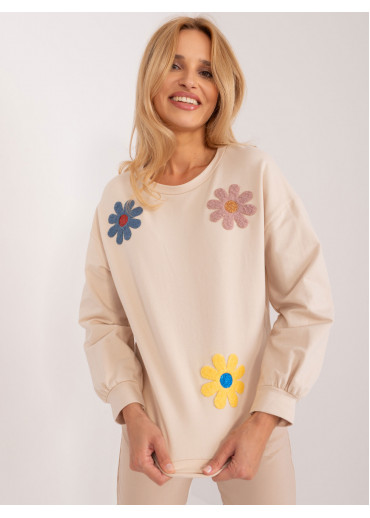 Béžovo hnedá kvetovaná mikina