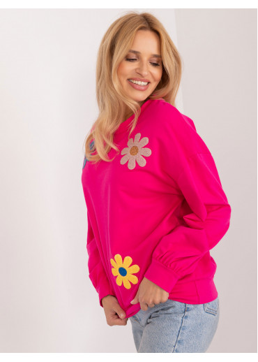 Fuchsiovo ružová kvetovaná mikina