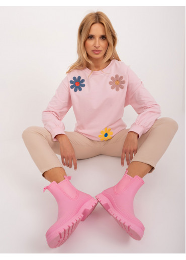 Púdrovo ružová kvetovaná mikina