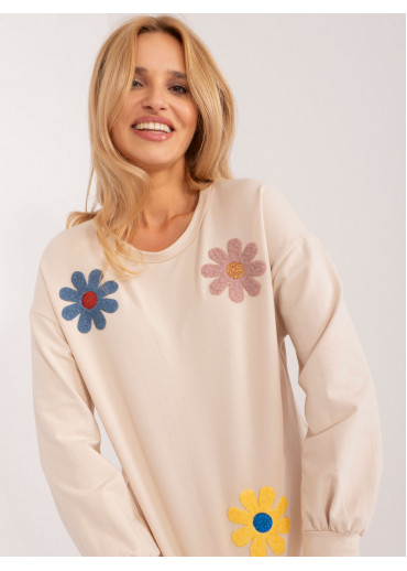 Béžovo hnedá kvetovaná mikina