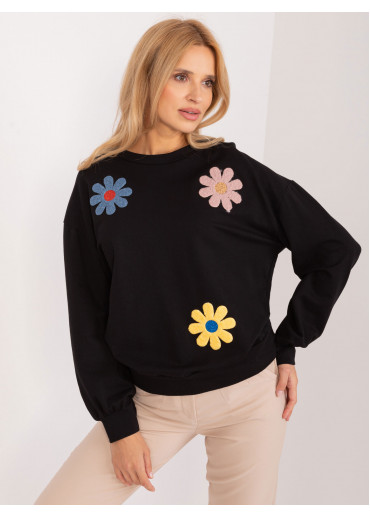 Čierna kvetovaná mikina