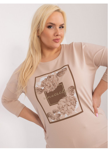 Béžovo hnedé tričko s potlačou