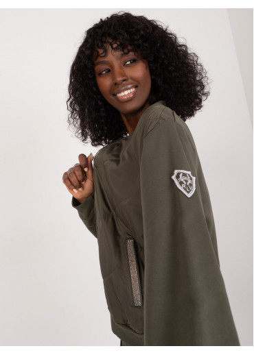 Khaki zelená mikina na zips