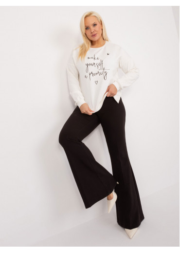 Smotanovo biele dámske tričko s dlhým rukávom