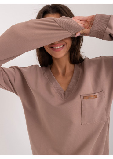 Béžovo hnedé dámske tričko s dlhým rukávom