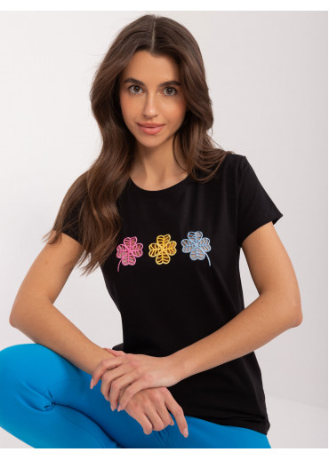 Čierne dámske tričko s krátkym rukávom