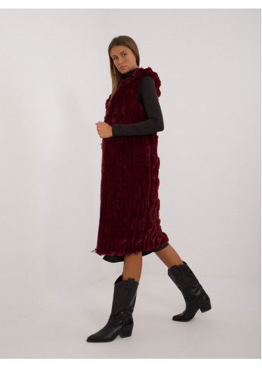 Bordovo červená dlhá vesta