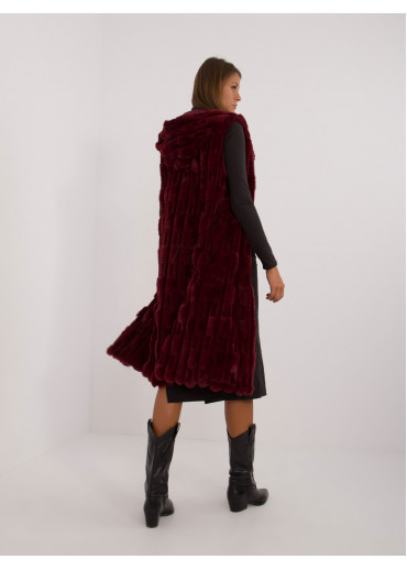 Bordovo červená dlhá vesta