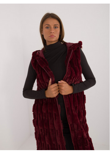 Bordovo červená dlhá vesta