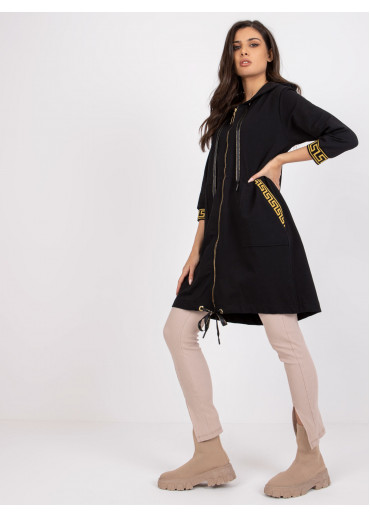 Čierna dámska oversize predĺžená mikina