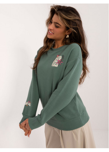 Khaki zelená dámska mikina s potlačou