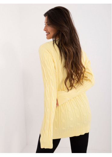 Vanilkovo žltý dámsky predĺžený sveter