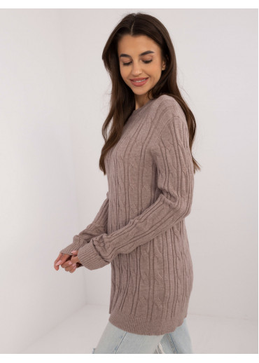 Béžovo hnedý dámsky predĺžený sveter