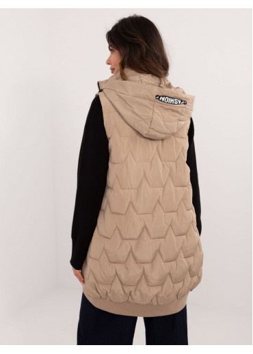 Béžovo hnedá prešívaná vesta bez rukávov
