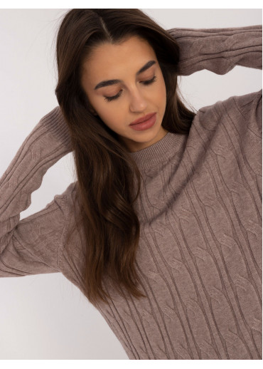 Béžovo hnedý dámsky predĺžený sveter